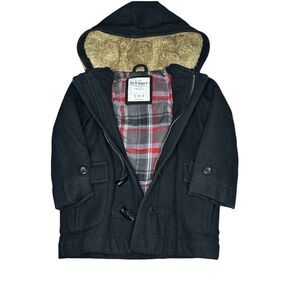 OLD NAVY‎ Boys Hooded Black Wool Blend Toggle Zip Coat Size XS